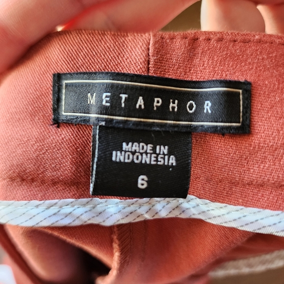 Metaphor Terracotta Straight Leg Cotton Blend Trousers Slacks, Size 6 - Picture 8 of 9